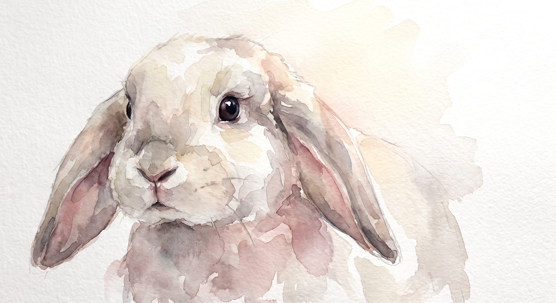 Rabbit portrait, hand-painted watercolor