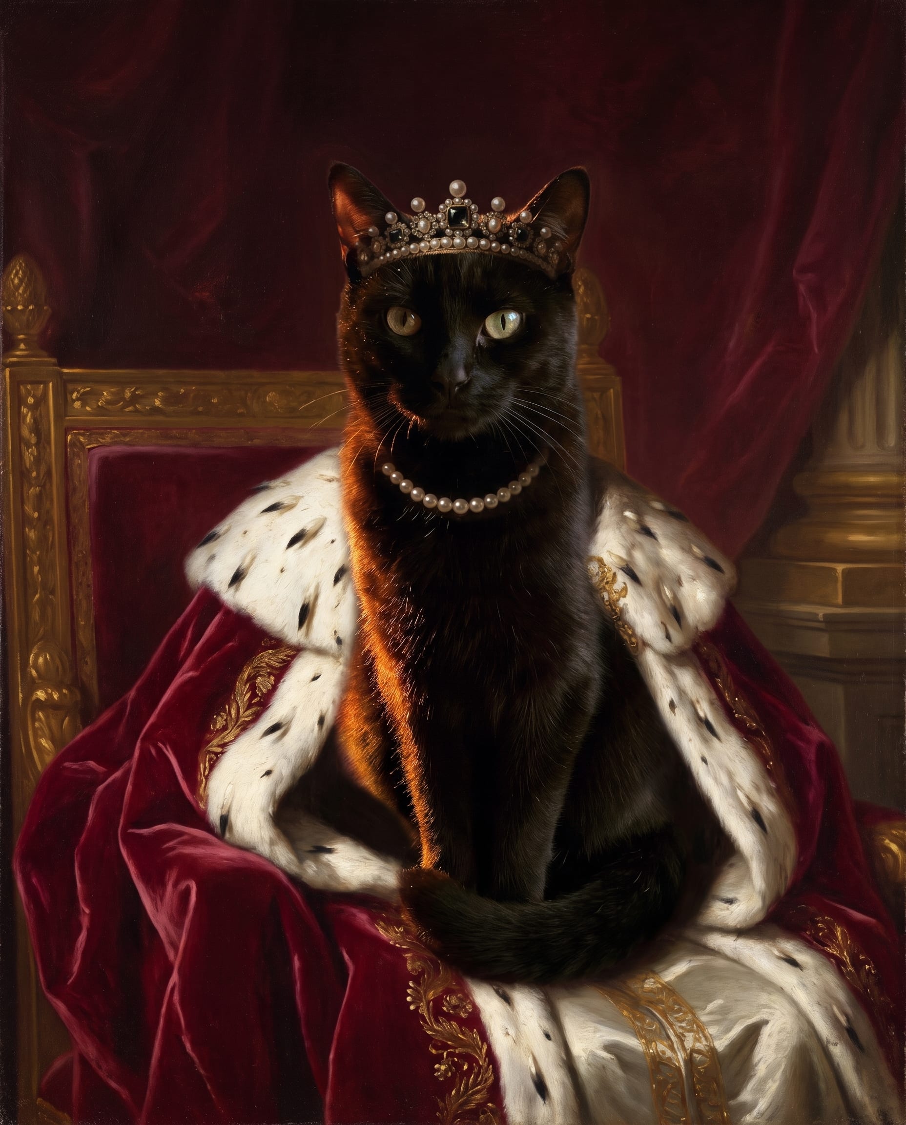 Black Cat painted as a fine-art portrait by Pet Portrait