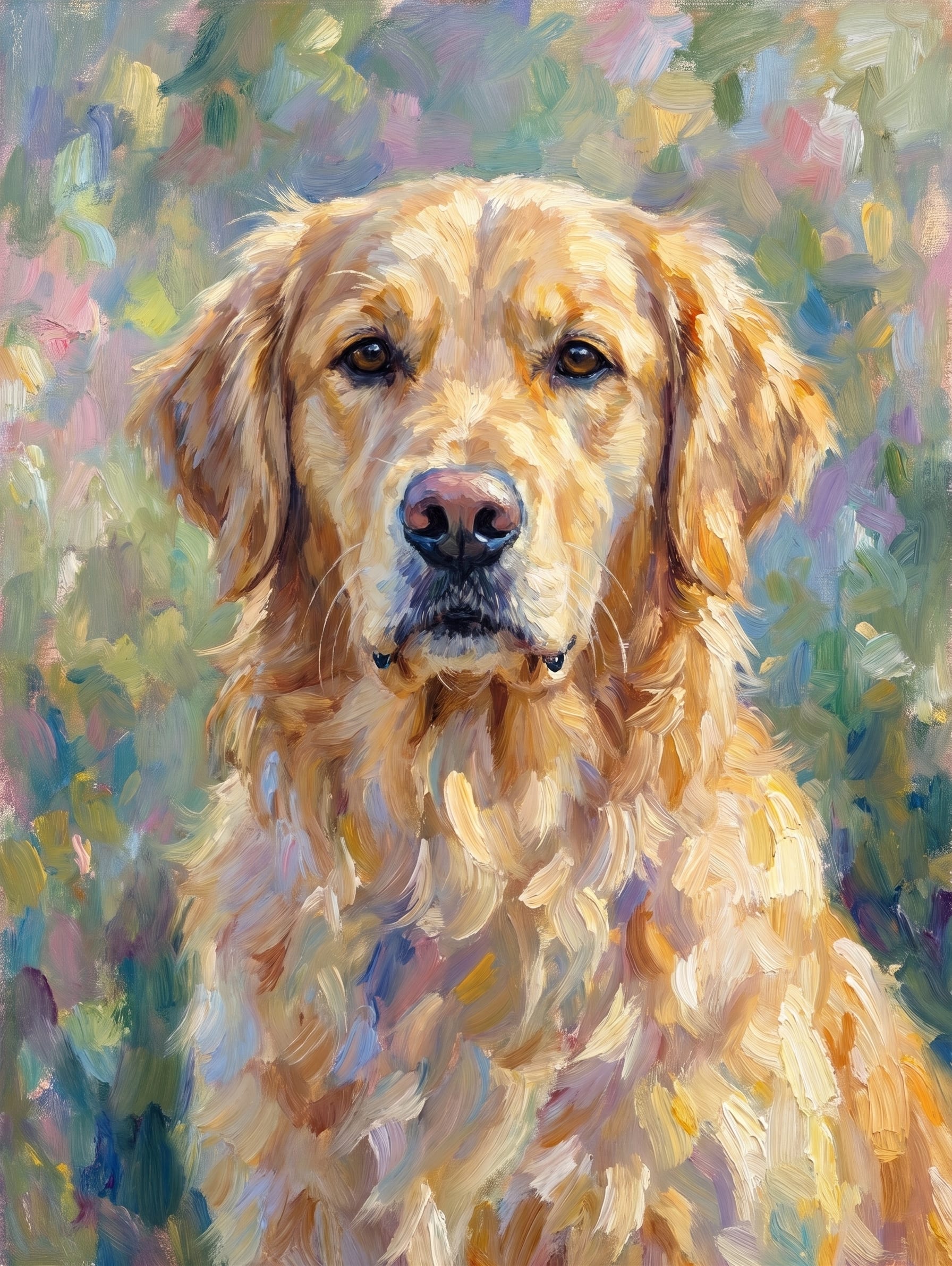 Golden Retriever painted as a fine-art portrait by Pet Portrait