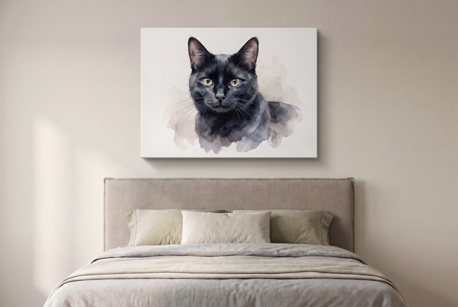 Over the bed — canvas pet portrait