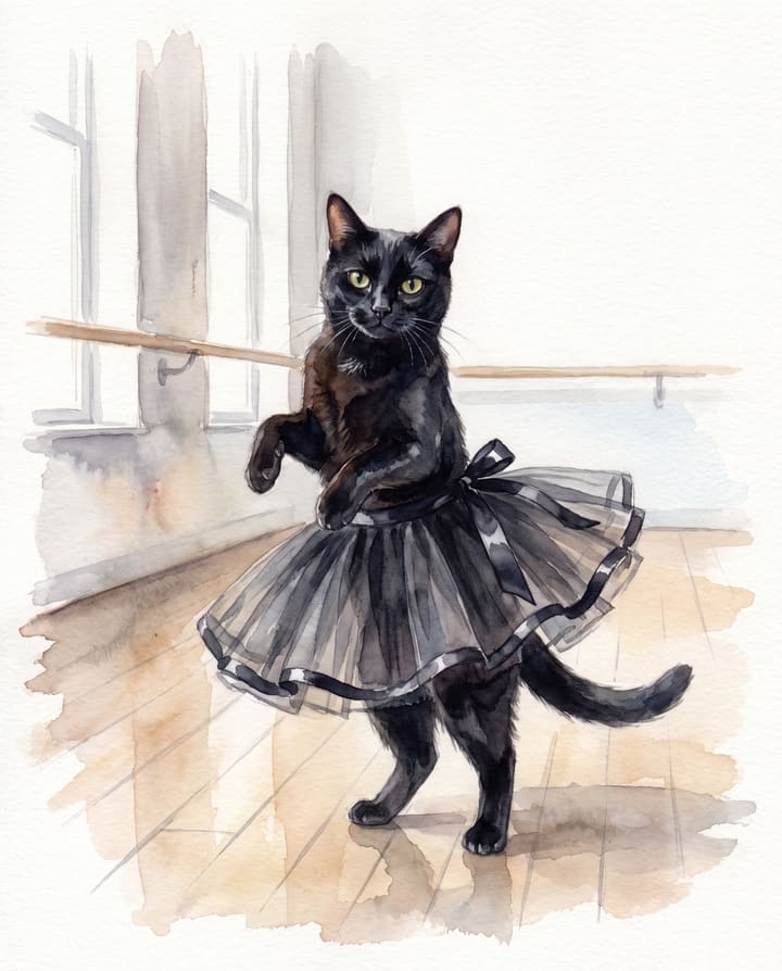 Black Cat painted as Ballerina