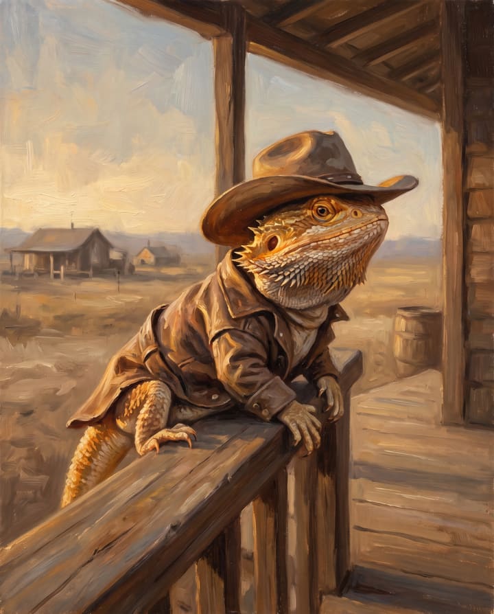 Bearded Dragon painted as Cowboy