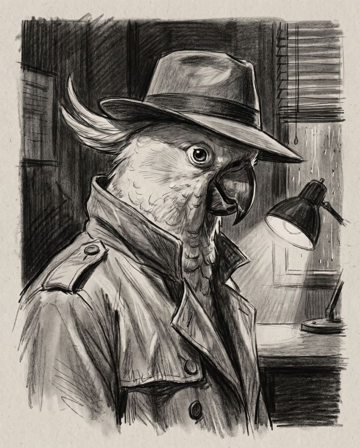Cockatoo painted as Detective