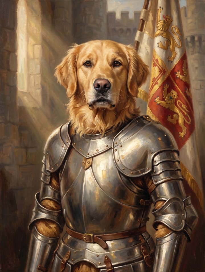 Golden painted as Knight