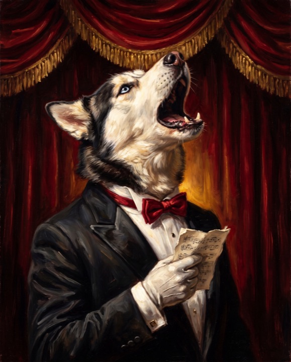 Siberian Husky painted as Opera Singer