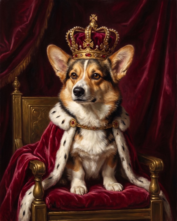 Corgi painted as Queen