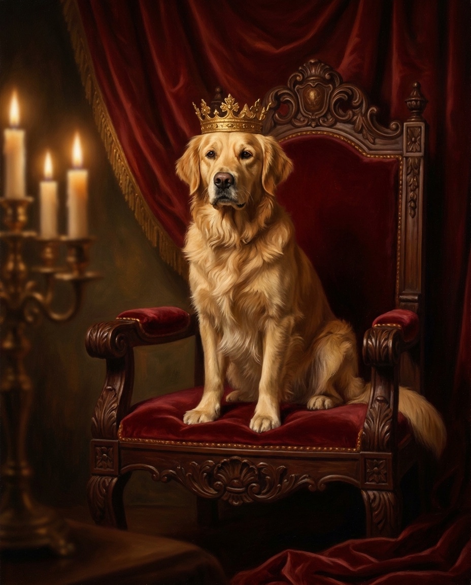 Golden Retriever painted as royalty