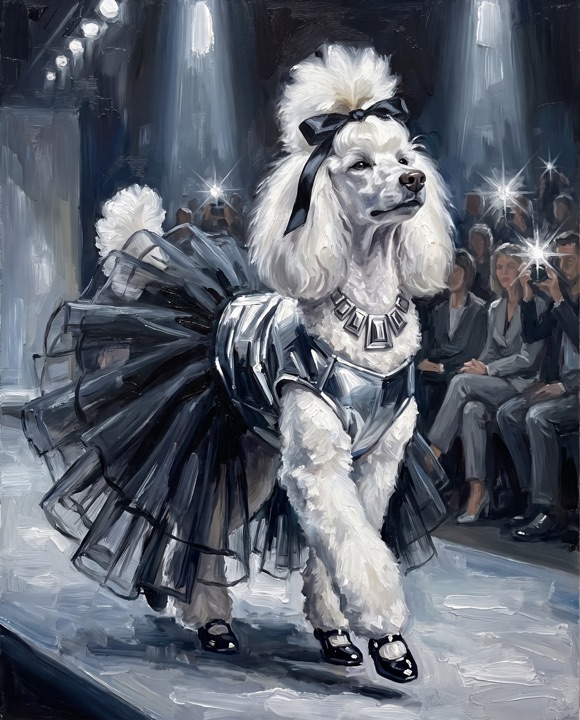 Poodle painted as Runway Model