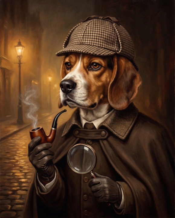 Beagle painted as Sherlock