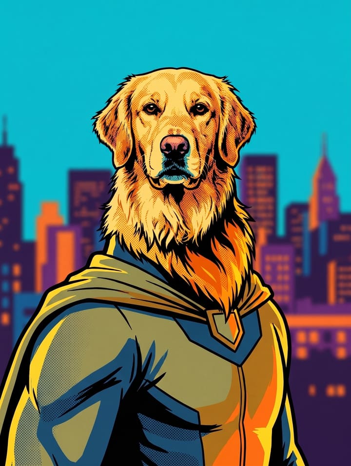 Portrait of Golden Retriever · Superhero shared by M.R.