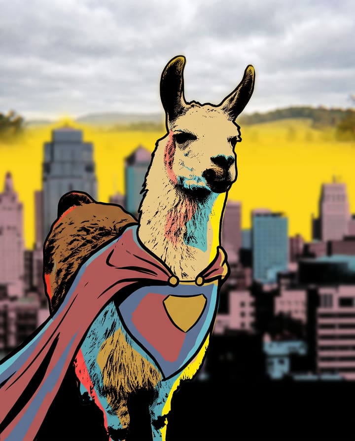 Llama painted as Superhero