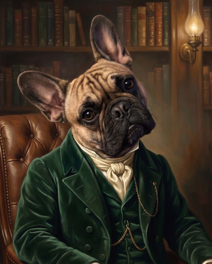 Frenchie painted as Victorian