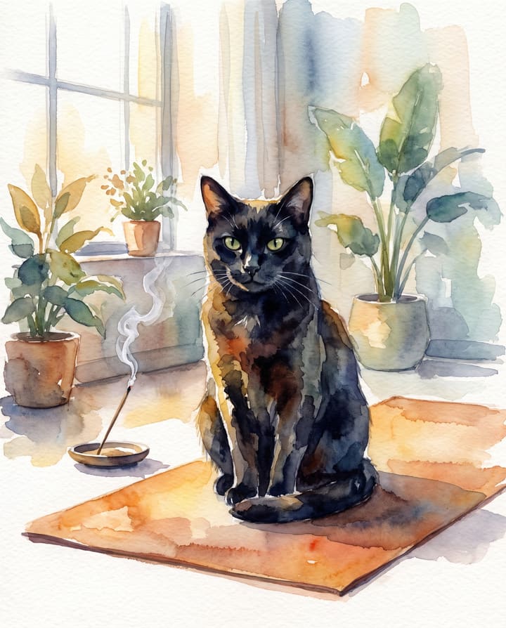 Black cat as Yoga