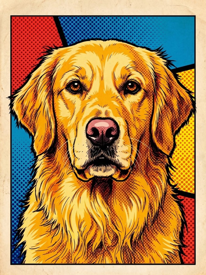 Comic Book pet portrait — signature example
